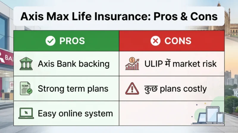 Axis Max Life Insurance pros and cons comparison table benefits disadvantages Hindi guide