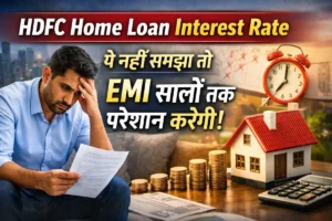 hdfc home loan interest rate emi problem hindi thumbnail stressed man home loan calculation image
