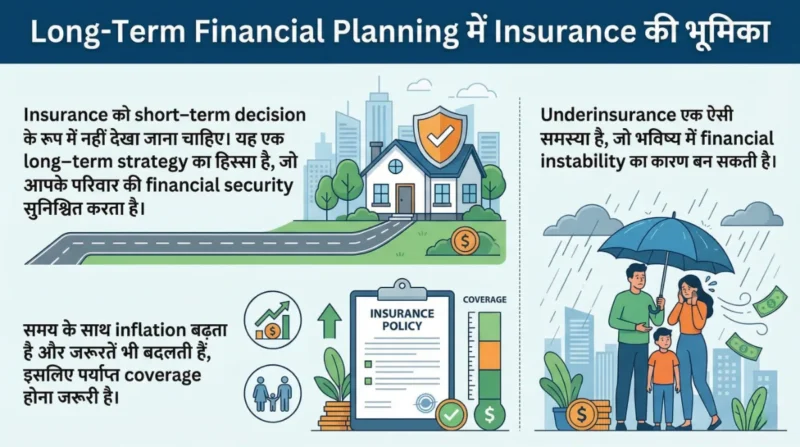 insurance role in financial planning hindi infographic long term financial security coverage inflation underinsurance