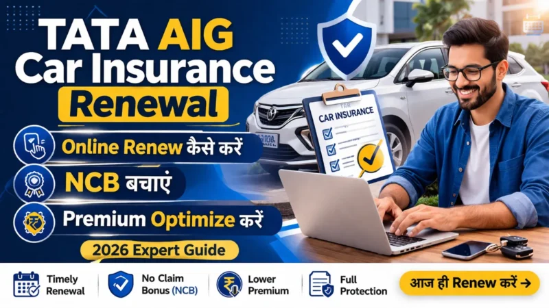 tata aig car insurance renewal online kaise kare hindi guide 2026, ncb kaise bachaye car insurance premium kaise kam kare india, car insurance renewal process tata aig policy online
