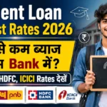Student Loan Interest Rates 2026 comparison of SBI, PNB, HDFC and ICICI education loan rates
